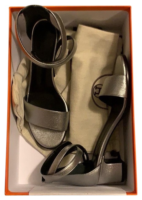 Hermes Silver Manege Sandals Sneakers      