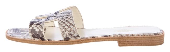 Hermes Snakeskin H Oran Sandals Flats  