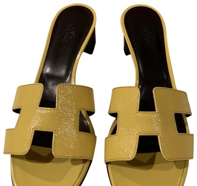 Hermes Straw Yellow Oasis 36.5 Sandals    