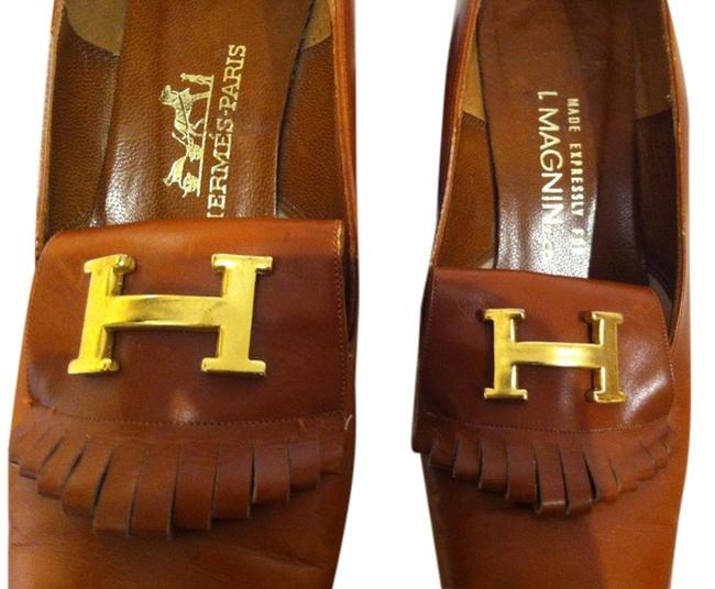 Hermes Tan H Statement Flats  