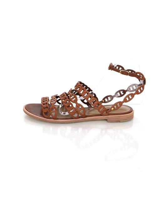 Hermes Tan Kalliste Chaine Dancre 38 Sandals    