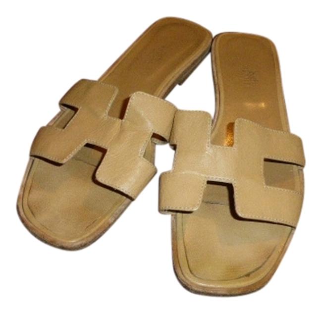 Hermes Tan Leather Oran 39.5 10 Long Sandals  
