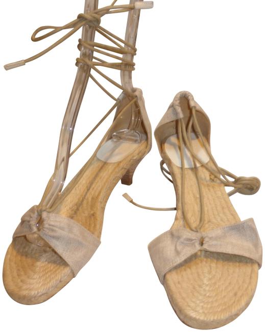 Hermes Tan Linen  Espadrille Sandals      