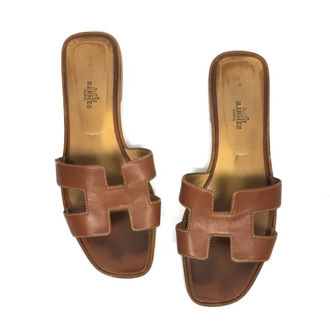 Hermes Tan Oran Sandals      
