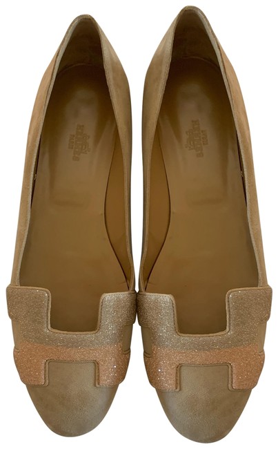 Hermes Taupe Suede Flats    
