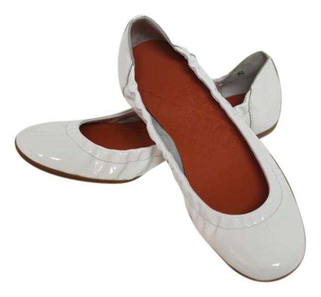 Hermes White New Carina Ballerinas Flats    