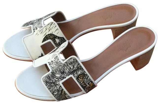 Hermes White Oasis Heel Sandals      