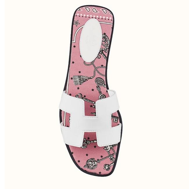 Hermes White Oran Calfskin Sandals    