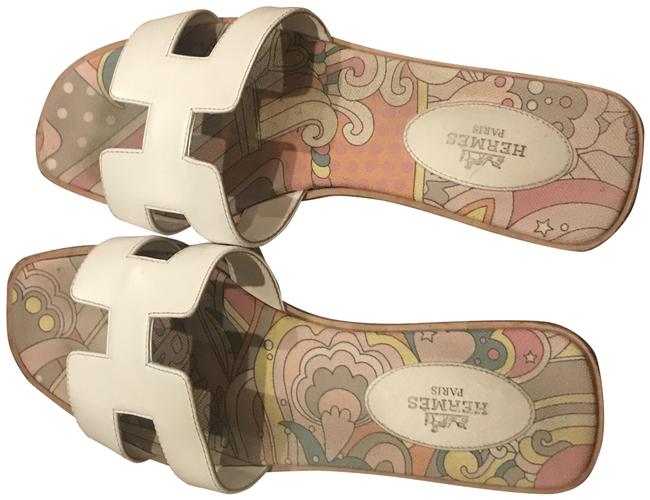 Hermes White Oran Sandals     Narrow Aa, N