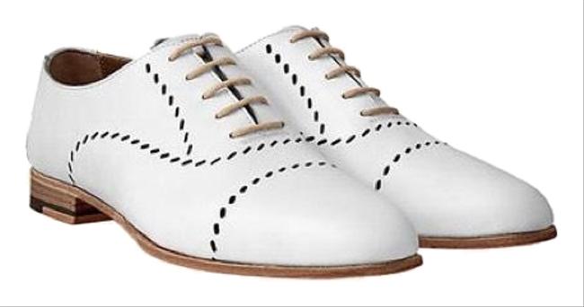 Hermes White Othello Derby Lace Up Oxford Flats    
