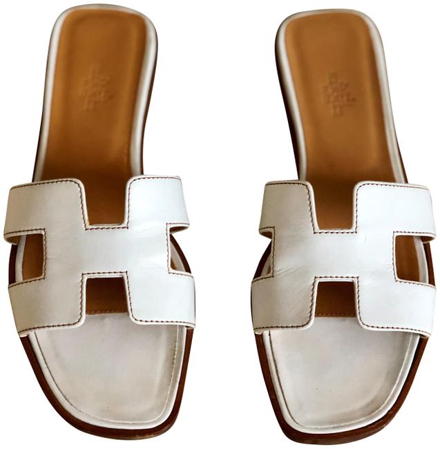 Hermes White Sandals Flats      