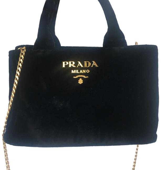 Prada 1ba038 Black Velvet Cross Body Bag