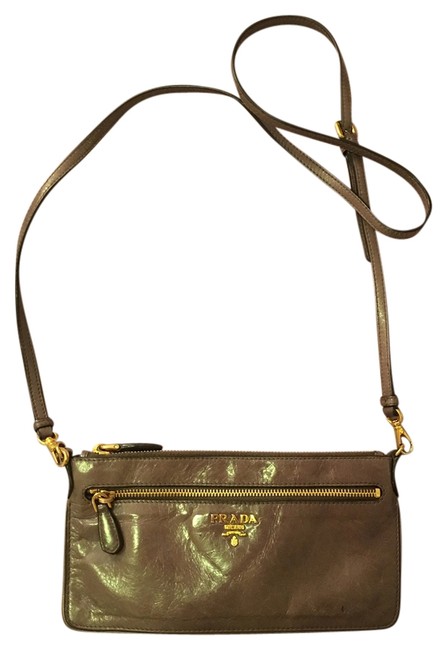 Prada 1m1187 Fumo Grey Antico Vitello Shine Leather Cross Body Bag
