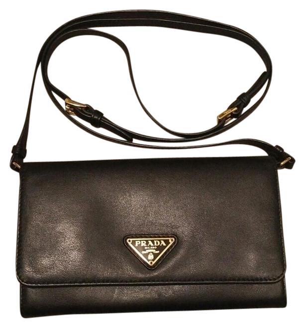 Prada 1m1437 Black with Red Interior Calf Leather Cross Body Bag