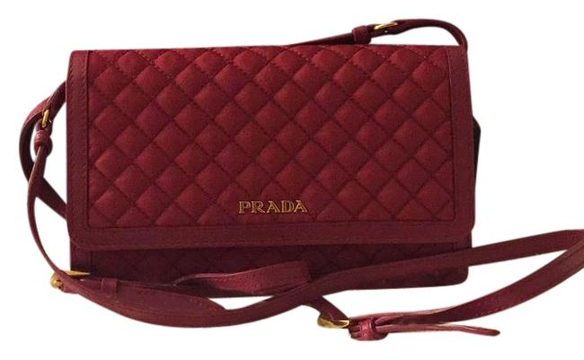 Prada 1m1437 Pink Nylon and Calf Leather Cross Body Bag