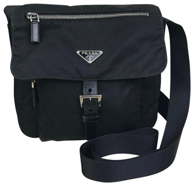 Prada 28065 Black Nylon Cross Body Bag