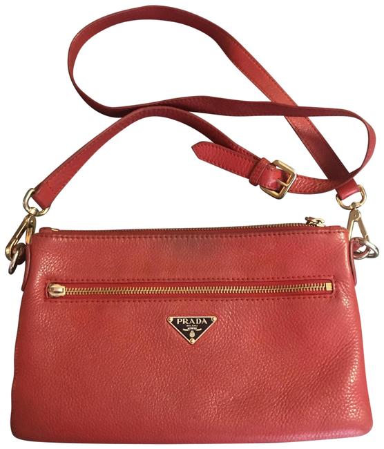 Prada Adjustable Strap Red Leather Cross Body Bag