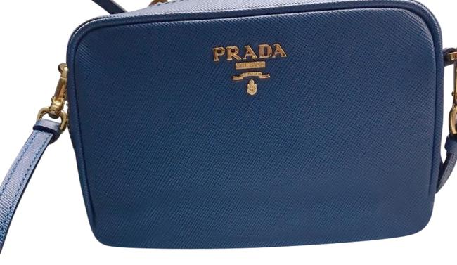Prada Affiano Mini Camera Azzurro Cross Body Bag
