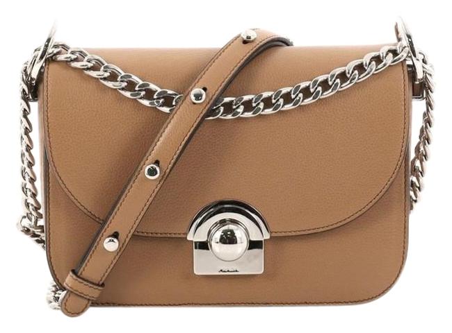 Prada Arcade Chain Glace Calf Light Brown Leather Cross Body Bag