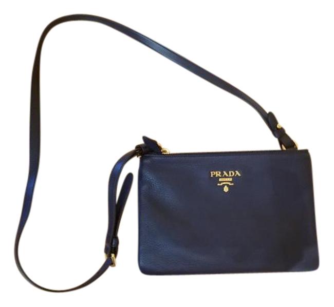 Prada Baltic Blue Leather Cross Body Bag