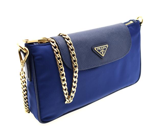 Prada Bandoliera Blue Velvet Cross Body Bag