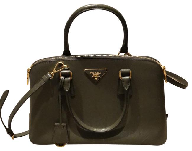 Prada Lux Bauletto Military Green Leather Cross Body Bag