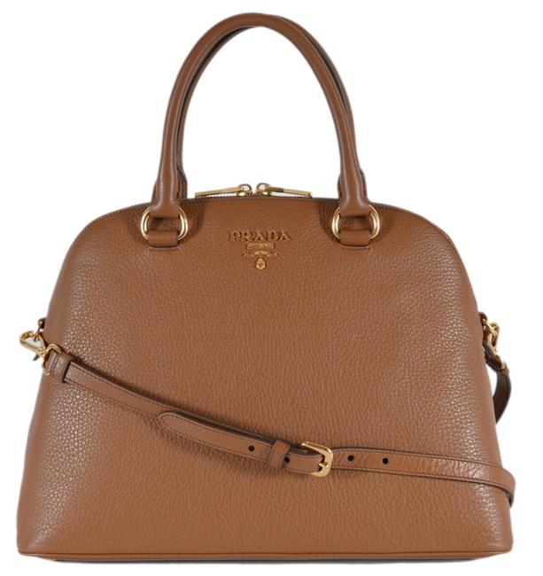 Prada Bauletto New Cannella Daino Satchel Tan Leather Cross Body Bag