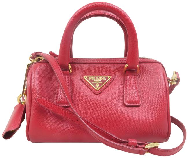 Prada Bauletto Red Saffiano Leather Cross Body Bag
