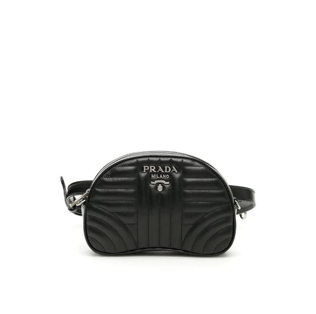 Prada Belt Cr New Oval Diagramme Black Leather Cross Body Bag