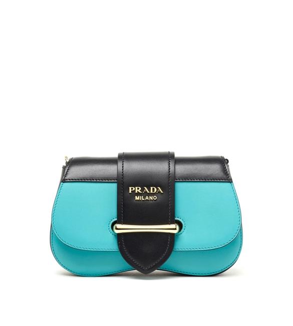 Prada Belt Sn Sidonie TurquoiseBlack Leather Cross Body Bag