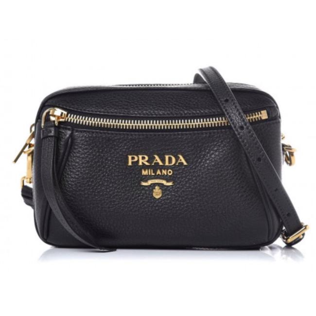 Prada Belt Daino Black Leather Cross Body Bag