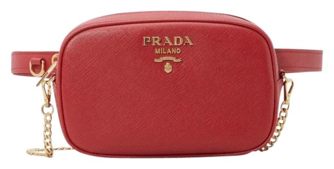 Prada Belt Saffiano Red Cross Body Bag