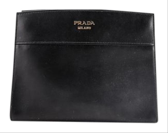 Prada Bibliotheque Black Leather Cross Body Bag