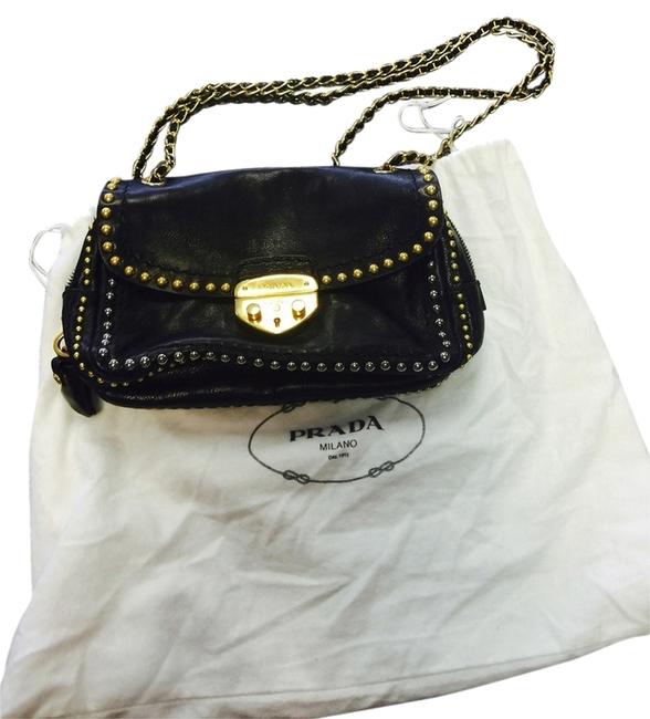 Prada Black  Gold Cross Body Bag