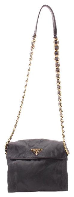 Prada Black Canvas Chain Link Purse Cross Body Bag