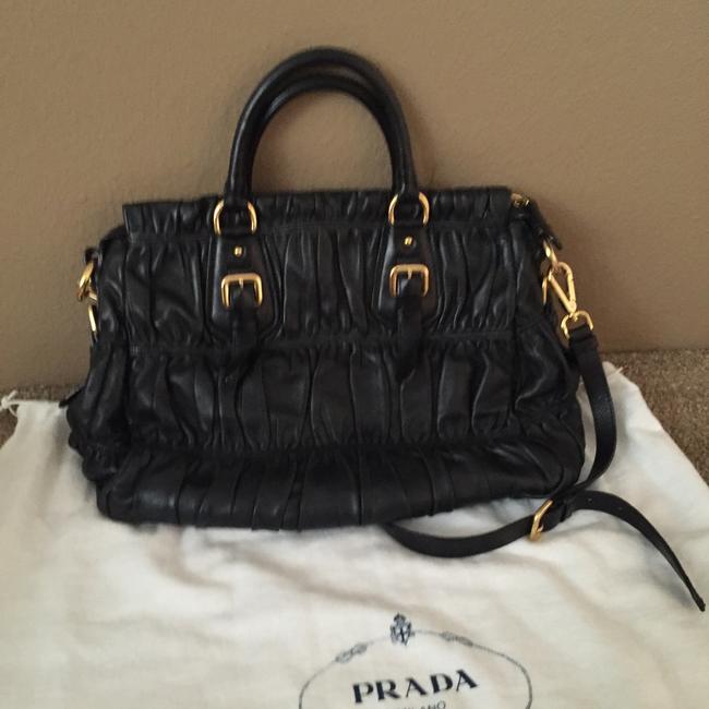 Prada Black Lambskin Leather Cross Body Bag