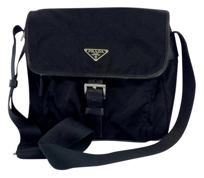 Prada Black Nylon Foldover Square Cross Body Bag