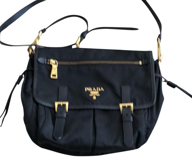 Prada Black Nylon Leather Cross Body Bag