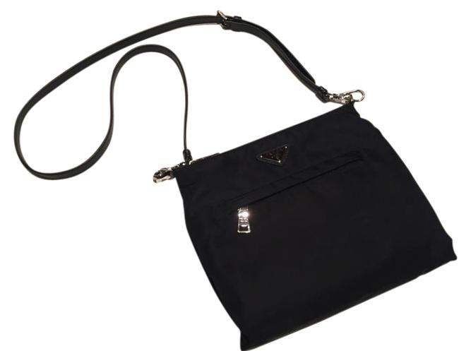 Prada Black Nylon X Leather Cross Body Bag