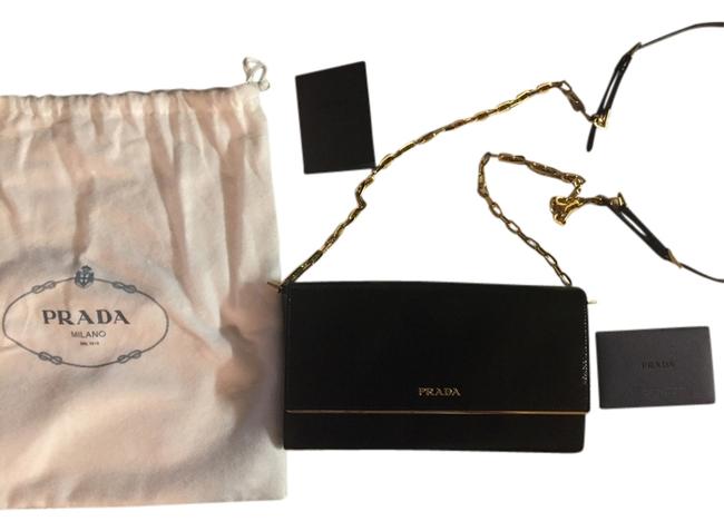 Prada Black Patent Saffiano Leather Shoulder Cross Body Bag