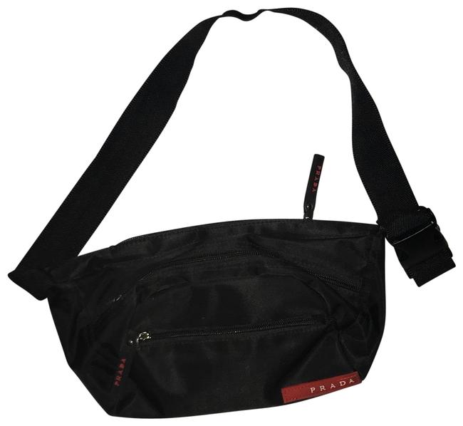 Prada Black Red Nylon Cross Body Bag