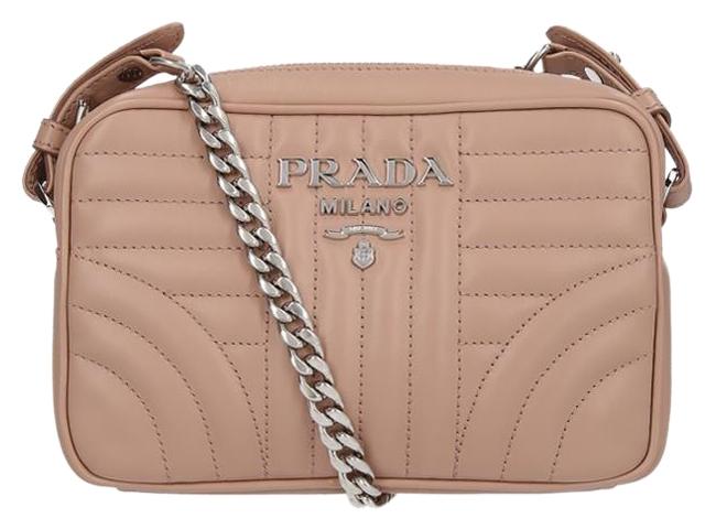 Prada Chain Black Small Camera Nude Leather Cross Body Bag