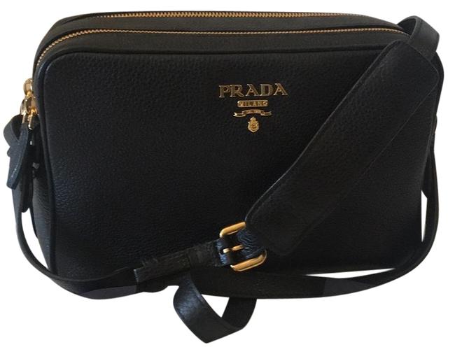 Prada Black Vitello Phenix Cross Body Bag