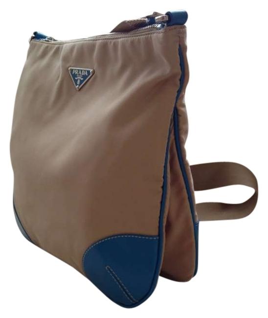 Prada Blue and Beige Nylon Cross Body Bag