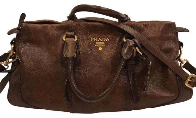 Prada Body Tote Brown Leather Cross Body Bag