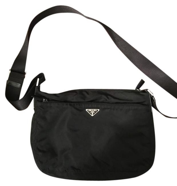 Prada Bomber Effect Material Black Cross Body Bag