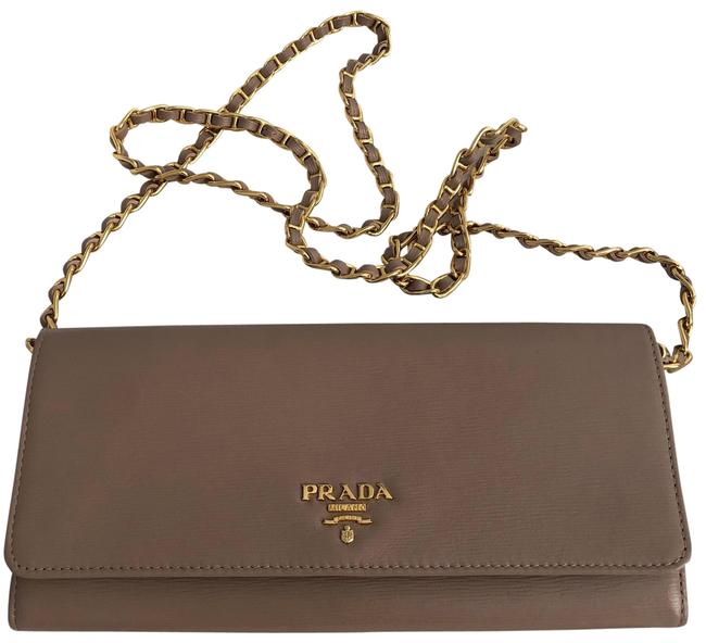 Prada Bosa Portafoglio Camel Leather Cross Body Bag