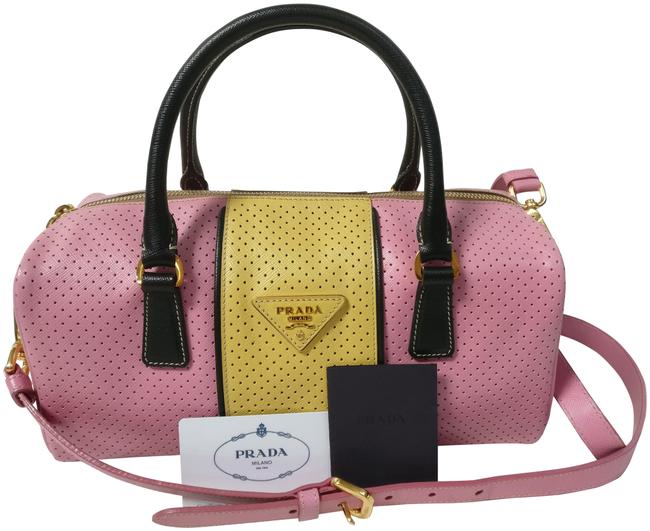 Prada Boston Saffiano Satchel Pink Leather Cross Body Bag