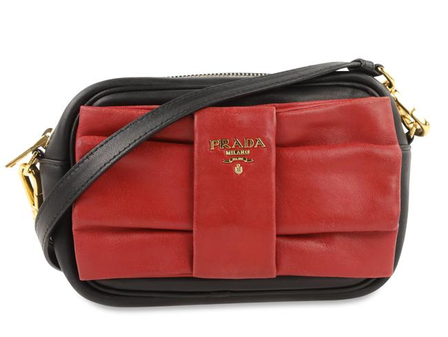 Prada Bow Black Leather Cross Body Bag