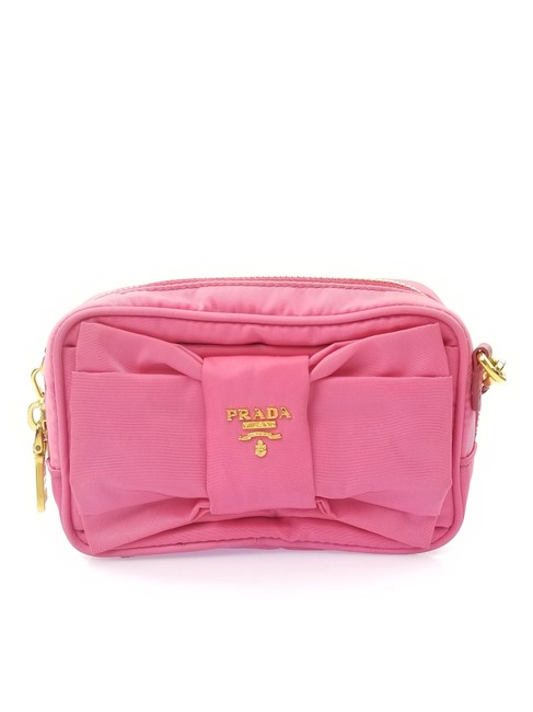 Prada Bow Tessuto Pink Canvas Cross Body Bag